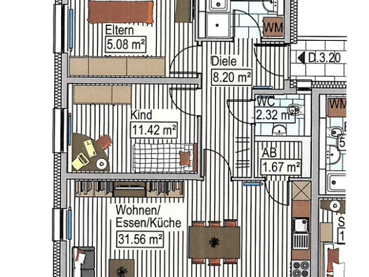 Wohnung zur Miete 950 € 3 Zimmer 81 m² 3. Geschoss Senden 89250