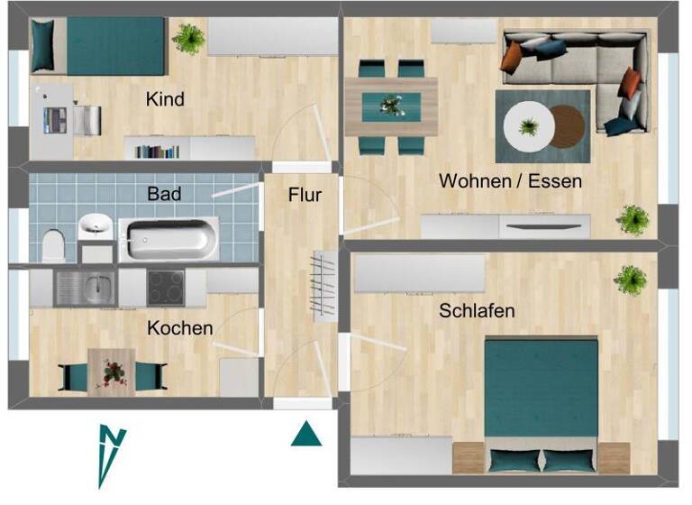 Wohnung zur Miete 355 € 3 Zimmer 59,1 m² EG Burkhardtstraße 22 Triptis 07819