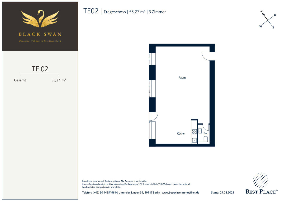 Wohnung zum Kauf 339.000 € 3 Zimmer 55,3 m²<br/>Wohnfläche EG<br/>Geschoss Modersohnstraße 63 Friedrichshain Berlin 10245