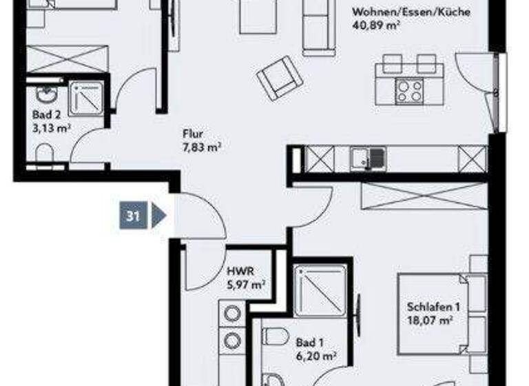 Wohnung zum Kauf - Erstbezug provisionsfrei 589.000 € 3 Zimmer 100,9 m² 1. Geschoss Gartenstadt Vahr Bremen 28329