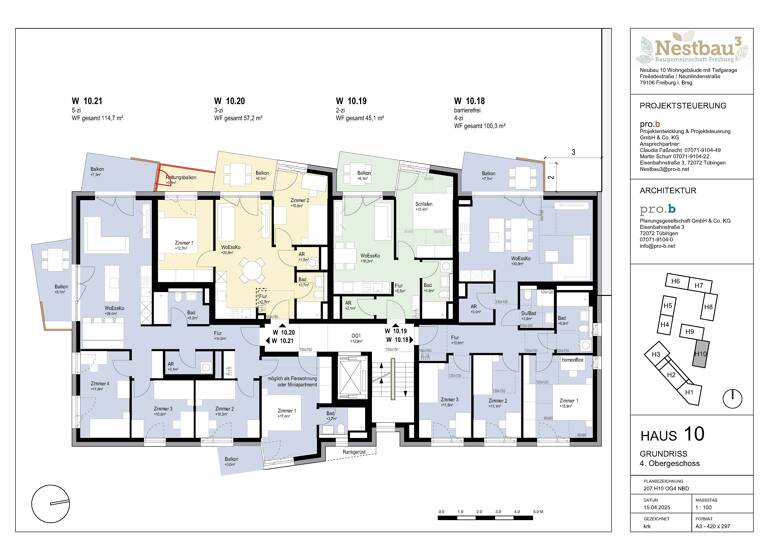 Wohnung zum Kauf - Neubau provisionsfrei 821.000 € 5 Zimmer 114,7 m²<br/>Wohnfläche 4.<br/>Geschoss ab sofort<br/>Verfügbarkeit Freiladestraße 14 Brühl Freiburg im Breisgau 79106