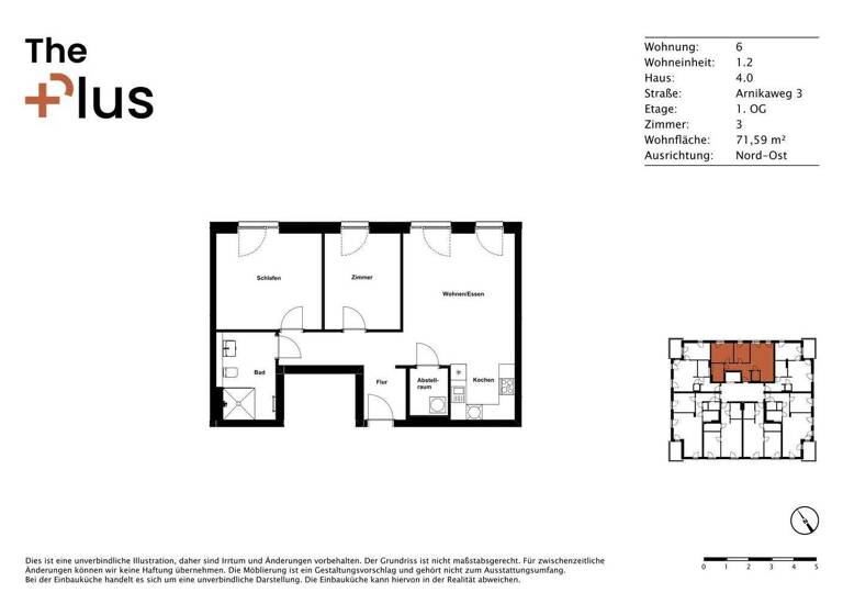 Wohnung zur Miete 830 € 3 Zimmer 71,6 m² 1. Geschoss Arnikaweg 3 Steimker Berg Wolfsburg 38446