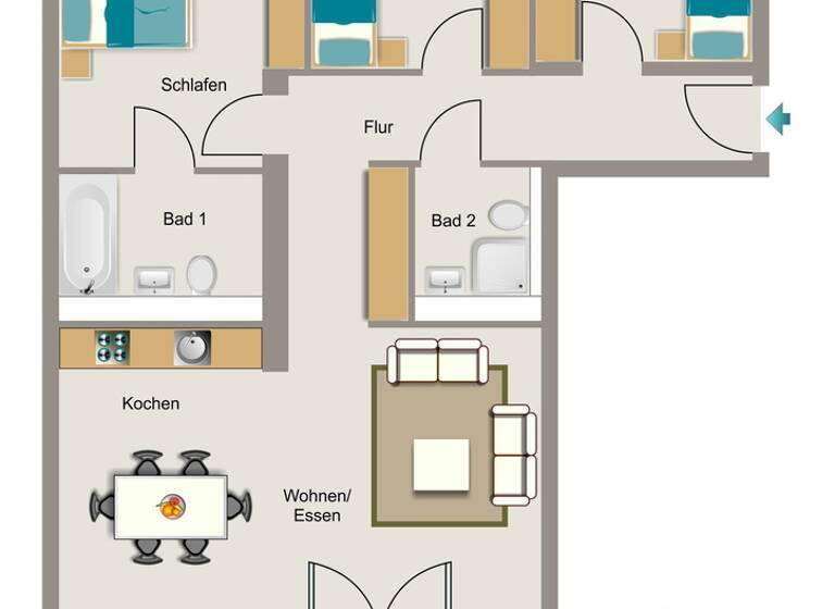 Wohnung zur Miete - Erstbezug 1.280 € 4 Zimmer 101,5 m² frei ab 01.09.2026 Barbarakirchgang 11 Ostviertel Essen 45139