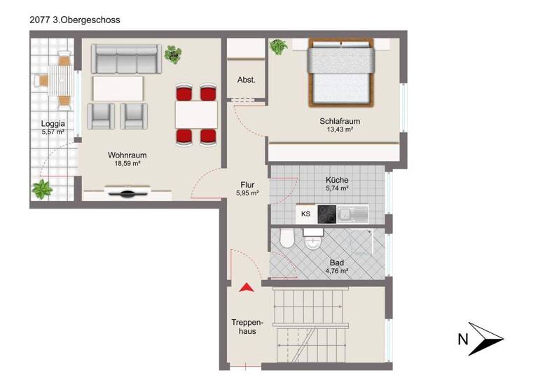 Wohnung zum Kauf 99.000 € 2 Zimmer 52,8 m² 3. Geschoss Aldenburg Wilhelmshaven 26389