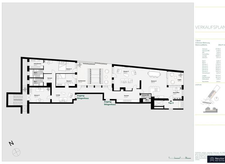 Wohnung zum Kauf 1.390.000 € 5 Zimmer 207,4 m² Wien 1190