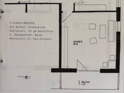 Wohnung zur Miete 570 € 2 Zimmer 62 m² Geschoss 1/3 frei ab sofort Bad Birnbach 84364