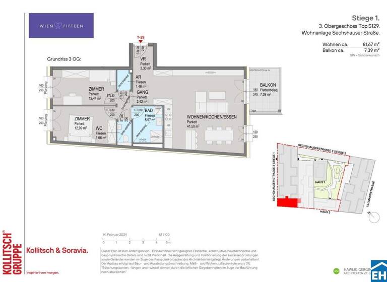 Wohnung zum Kauf - Erstbezug 625.600 € 3 Zimmer 81,7 m² 3. Geschoss Sechshauser Straße Wien 1150