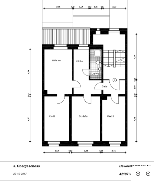 Wohnung zur Miete 700 € 4 Zimmer 70 m²<br/>Wohnfläche 3.<br/>Geschoss ab sofort<br/>Verfügbarkeit Deweerthstraße 12 Ostersbaum Wuppertal 42107