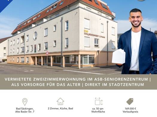 Wohnung zum Kauf 169.000 € 2 Zimmer 50,1 m² 4. Geschoss Alte Basler Straße 7 Bad Säckingen Bad Säckingen 79713