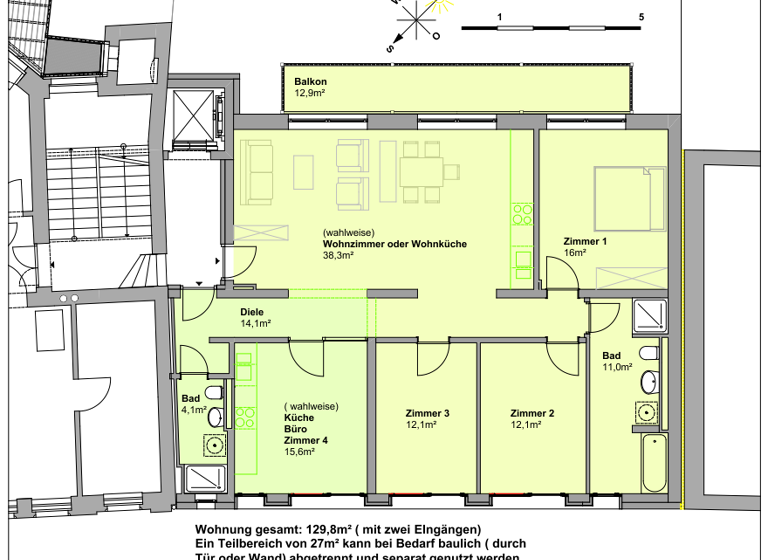 Wohnung zur Miete 1.345 € 5 Zimmer 128 m²<br/>Wohnfläche 5/5<br/>Geschoss Meißen Meißen 01662