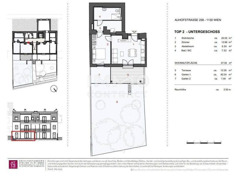 Wohnung zur Miete - Erstbezug 1.141 € 2,5 Zimmer 47,6 m² EG Wien 1130