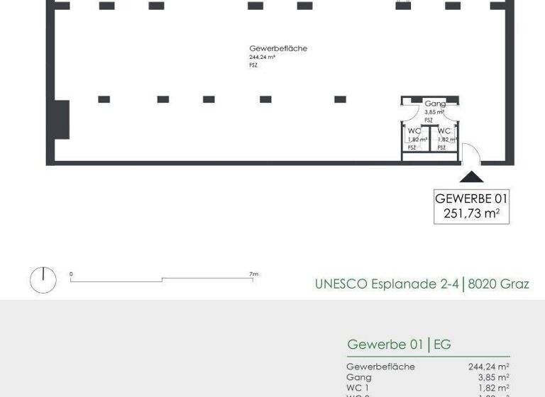 Büro zur Miete 9 € 251,7 m² Bürofläche UNESCO-Esplanade 2-4 Eggenberg Graz 8020