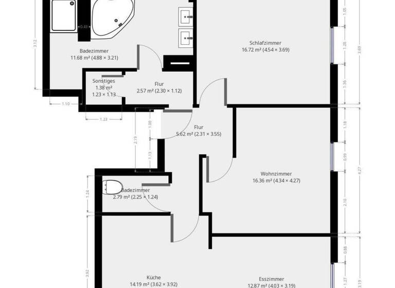Wohnung zur Miete 1.100 € 3 Zimmer 100 m² 1. Geschoss Dietersdorfer Str. 40 Wolkersdorf Schwabach 91126