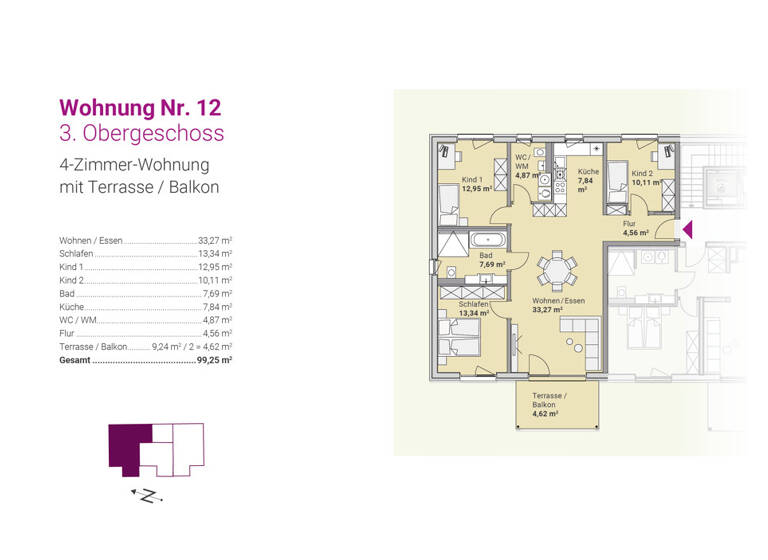 Wohnung zum Kauf - Neubau 438.900 € 4 Zimmer 99,3 m² 3. Geschoss Kümmersbruck 92245