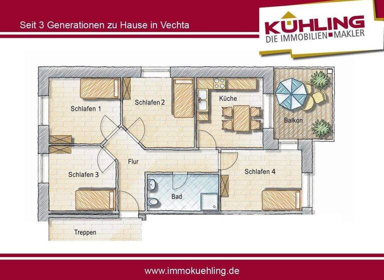 Wohnung zur Miete 270 € 4 Zimmer 12 m² Vechta 49377