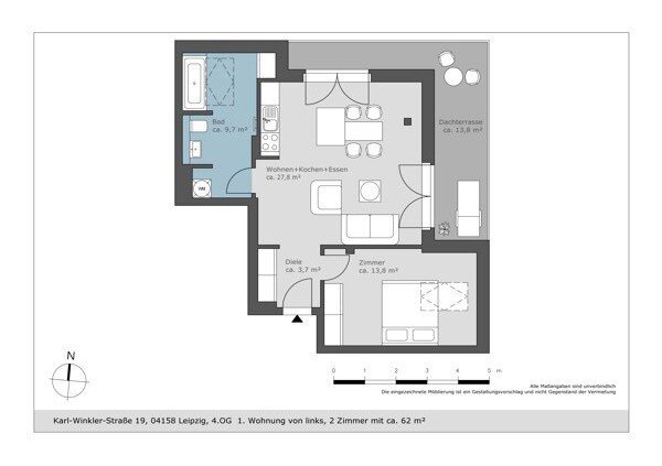 Wohnung zur Miete 837 € 2 Zimmer 62 m²<br/>Wohnfläche 4.<br/>Geschoss Karl-Winkler-Straße 19 Lindenthal Leipzig 04158