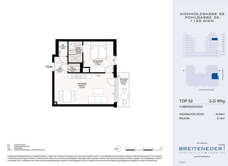 Wohnung zum Kauf - Erstbezug 350.000 € 2 Zimmer 43,9 m² 4. Geschoss Wien 1120