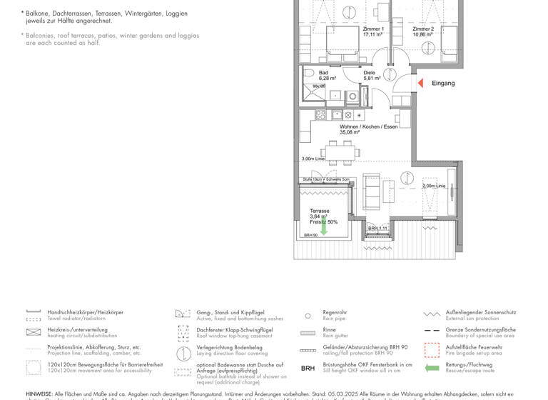 Wohnung zum Kauf - Neubau 646.000 € 3 Zimmer 79 m²<br/>Wohnfläche 2.<br/>Geschoss Schwedische Allee 23 Krampnitz Potsdam 14476