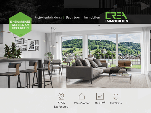 Wohnung zum Kauf - Neubau provisionsfrei 459.000 € 2,5 Zimmer 81,8 m² EG frei ab sofort Säckinger Straße 9 Laufenburg Laufenburg (Baden) 79725