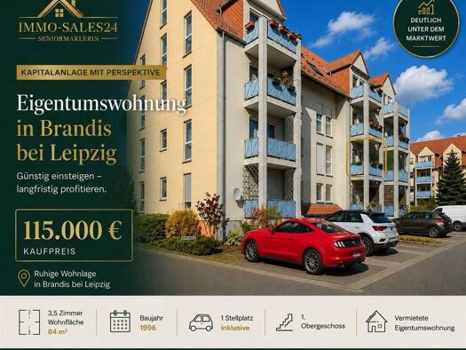Wohnung zum Kauf 115.000 € 4 Zimmer 84 m² 1. Geschoss Brandis Brandis 04821
