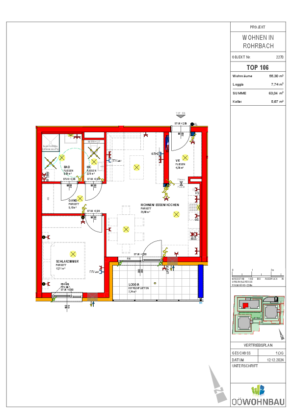 Wohnung zur Miete 592 € 2 Zimmer 55,3 m²<br/>Wohnfläche 1.<br/>Geschoss Fadingerstraße Rohrbach-Berg 4150