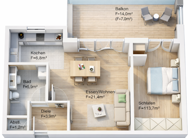Wohnung zum Kauf provisionsfrei 230.650 € 2 Zimmer 59,9 m² Bodenwöhr 92439