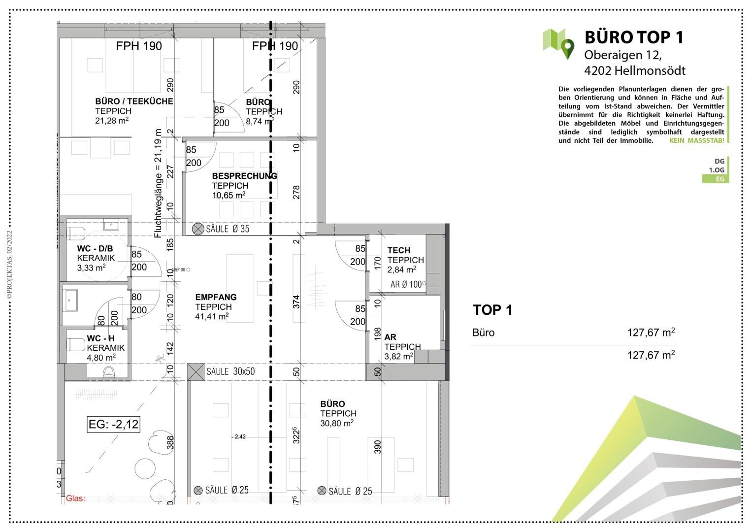 Bürogebäude zur Miete 1.277 € 127,7 m²<br/>Bürofläche Oberaigen 12 Hellmonsödt 4202