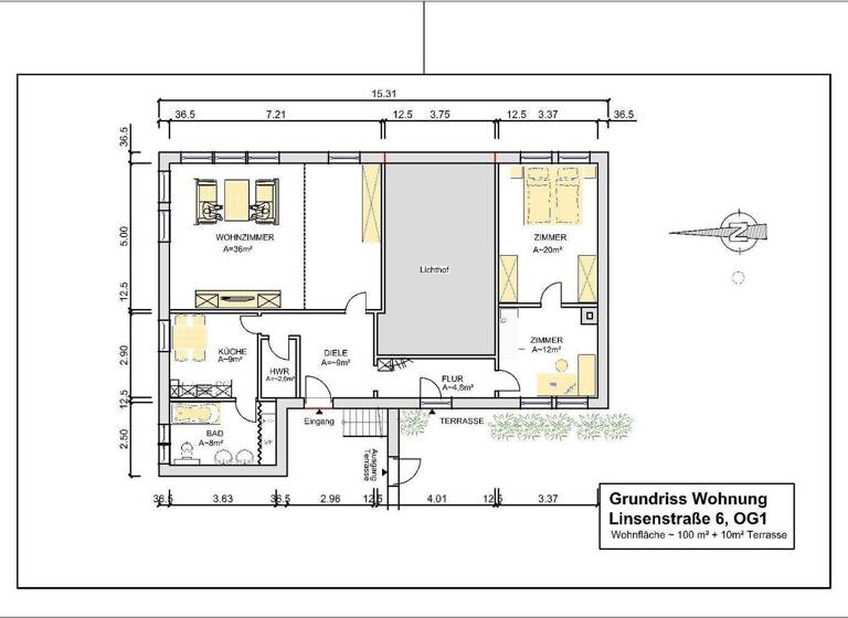 Wohnung zur Miete 636 € 3 Zimmer 106 m² 1. Geschoss Mühlhausen Mühlhausen/Thüringen 99974