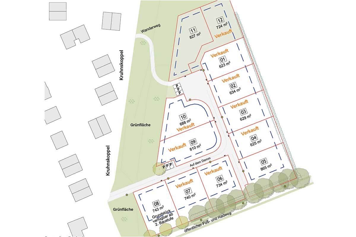 Grundstück zum Kauf provisionsfrei 395.900 € 724 m²<br/>Grundstück Kruhnskoppel Henstedt-Ulzburg 24558