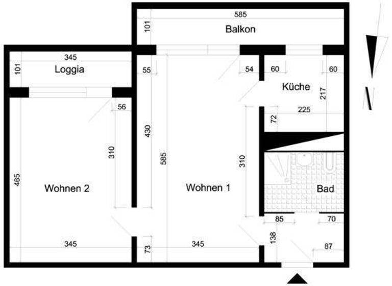 Wohnung zur Miete 335 € 2 Zimmer 50,8 m² 9. Geschoss Schrotebogen 11 Neustädter See Magdeburg 39126