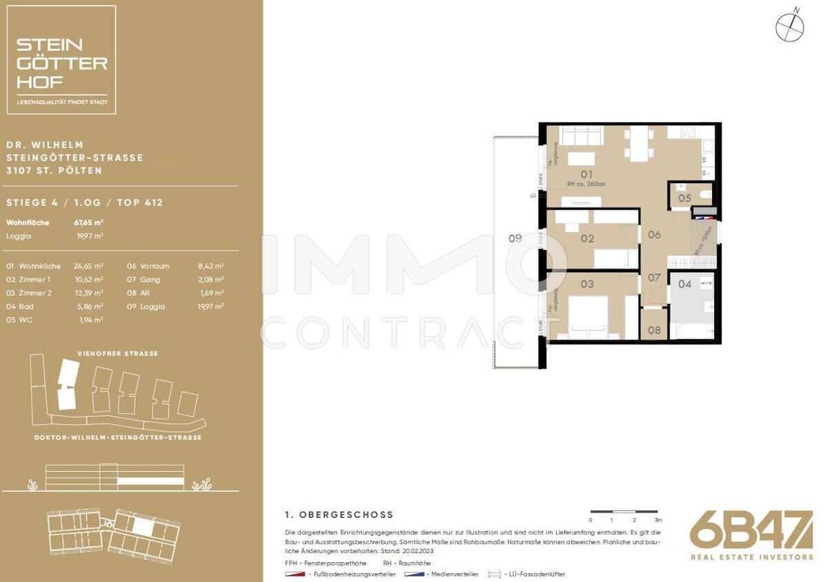 Wohnung zum Kauf provisionsfrei 252.800 € 3 Zimmer 67,7 m²<br/>Wohnfläche 1.<br/>Geschoss St. Pölten St.Pölten 3100