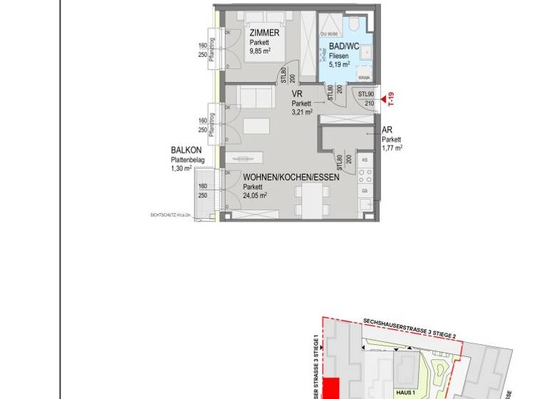 Wohnung zum Kauf - Erstbezug 319.000 € 2 Zimmer 44,1 m² 2. Geschoss Sechshauser Straße Wien 1150