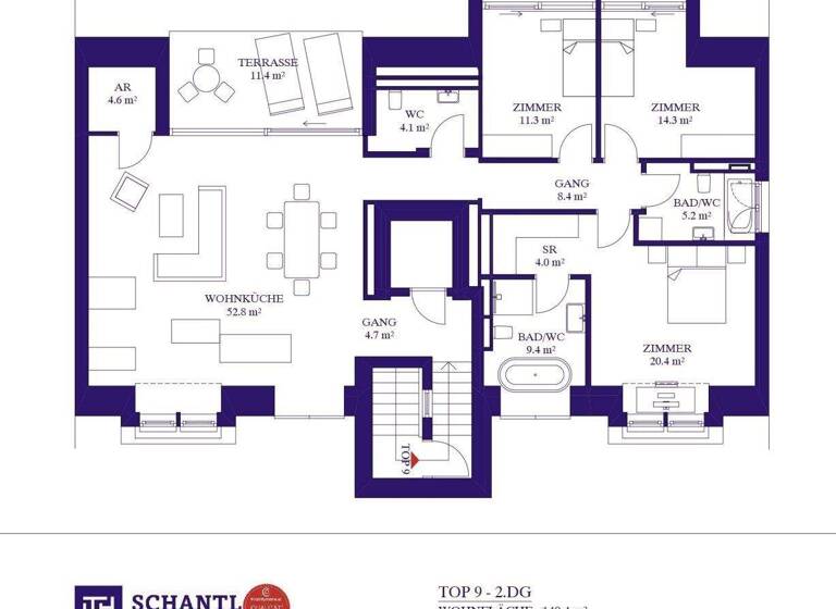 Penthouse zur Miete - Erstbezug 2.750 € 4 Zimmer 140,4 m² 3. Geschoss Mühlweg Wien 1210