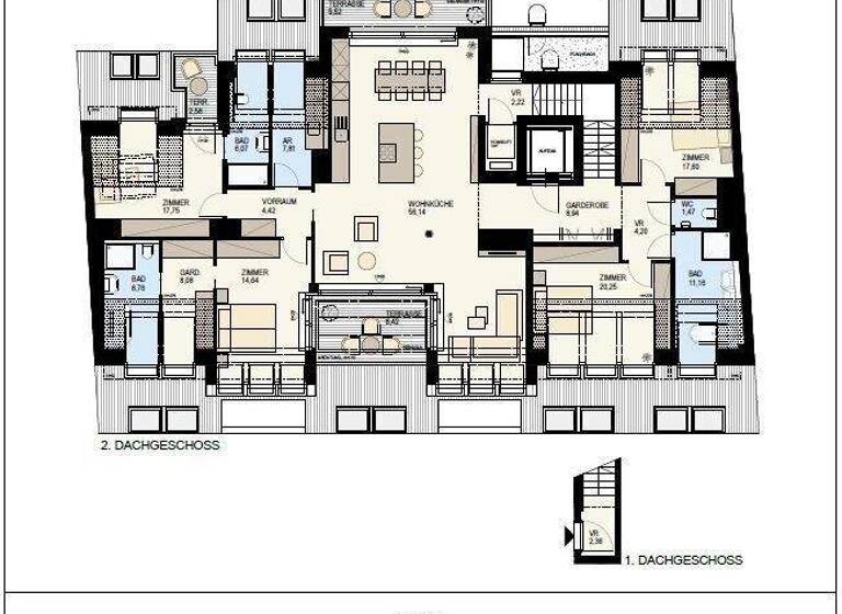 Penthouse zum Kauf - Erstbezug 3.690.000 € 5 Zimmer 194,9 m² 6. Geschoss Wien 1040