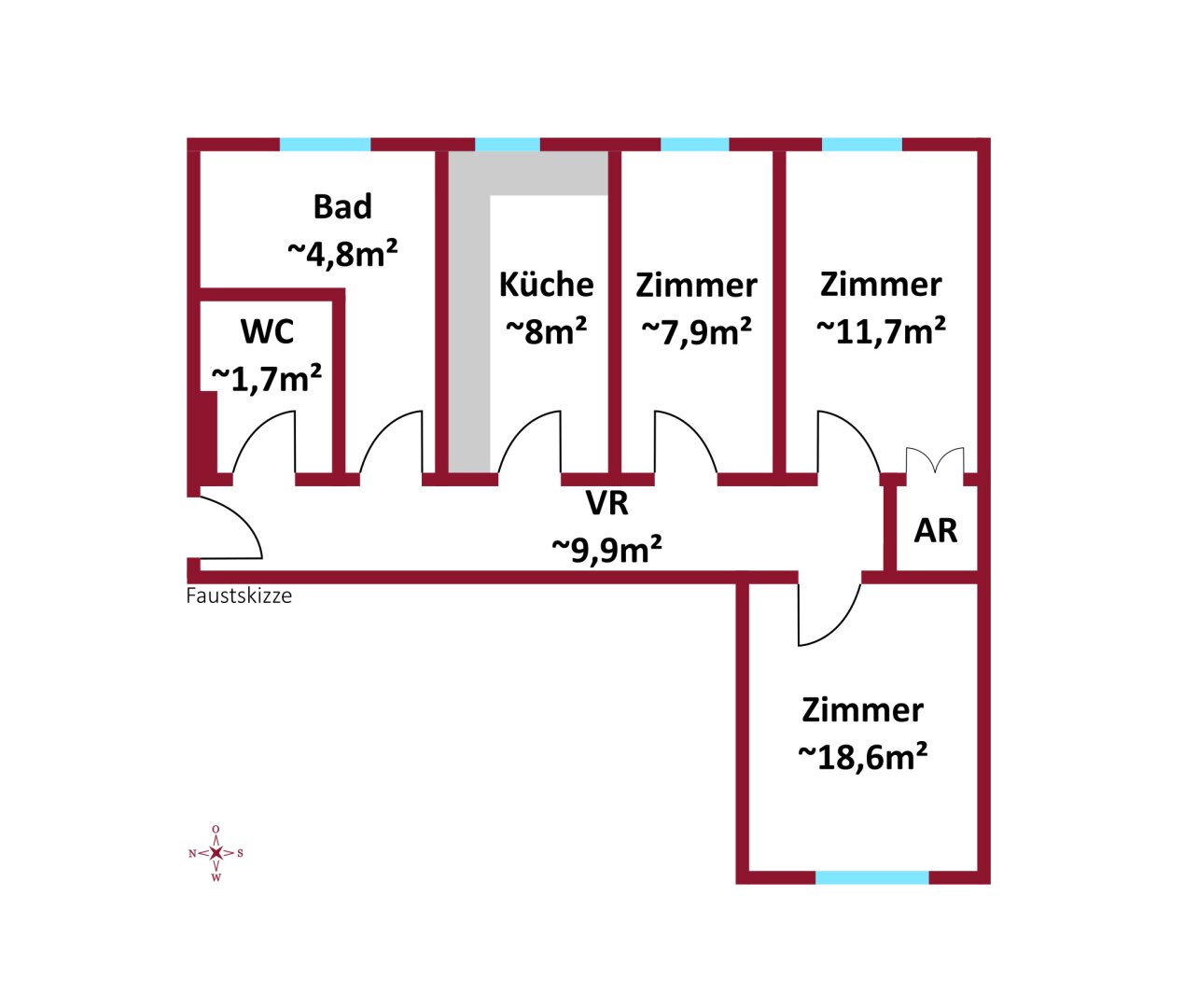 Wohnung zum Kauf 249.990 € 3 Zimmer 61 m²<br/>Wohnfläche Wien,Mariahilf 1060