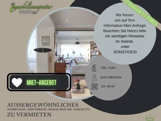 Terrassenwohnung zur Miete 1.100 € 4 Zimmer 140 m² Idar-Oberstein 55743