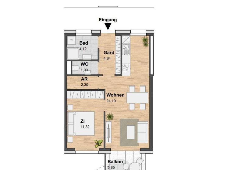 Wohnung zur Miete 564 € 2 Zimmer 49 m² 4. Geschoss Eggenberg Graz 8020
