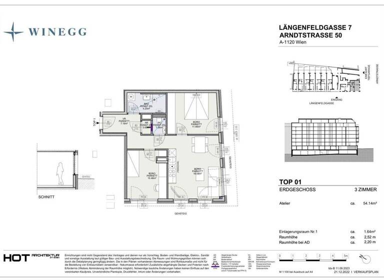 Atelier zum Kauf - Erstbezug 299.100 € 3 Zimmer Arndtstraße 50 Wien 1120