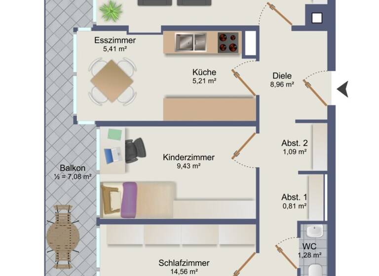 Wohnung zur Miete 1.900 € 3 Zimmer 78 m² 7. Geschoss frei ab 01.05.2026 Freischützstrasse 106 Bogenhausen München 81927