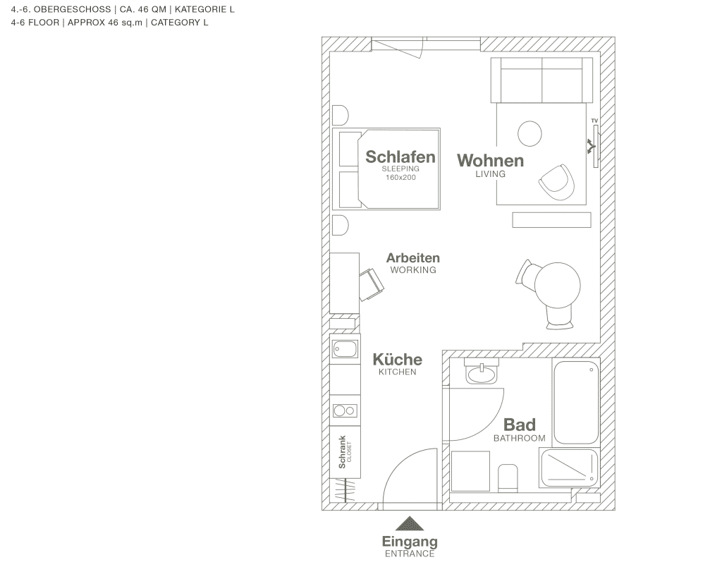 Wohnung zur Miete Wohnen auf Zeit 2.727 € 1 Zimmer 46 m²<br/>Wohnfläche ab sofort<br/>Verfügbarkeit Amelia-Mary-Earhart-Str. Flughafen Frankfurt am Main 60549