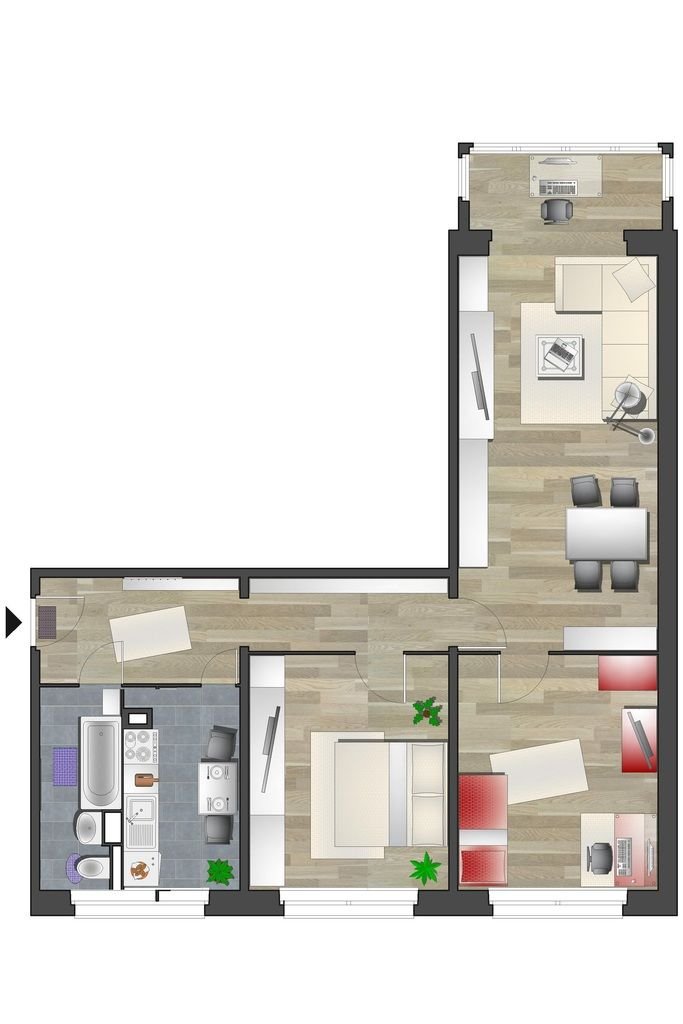 Wohnung zur Miete 411 € 3 Zimmer 69,8 m²<br/>Wohnfläche 8.<br/>Geschoss Augsburger Str. 24 Bernsdorf Chemnitz 09126