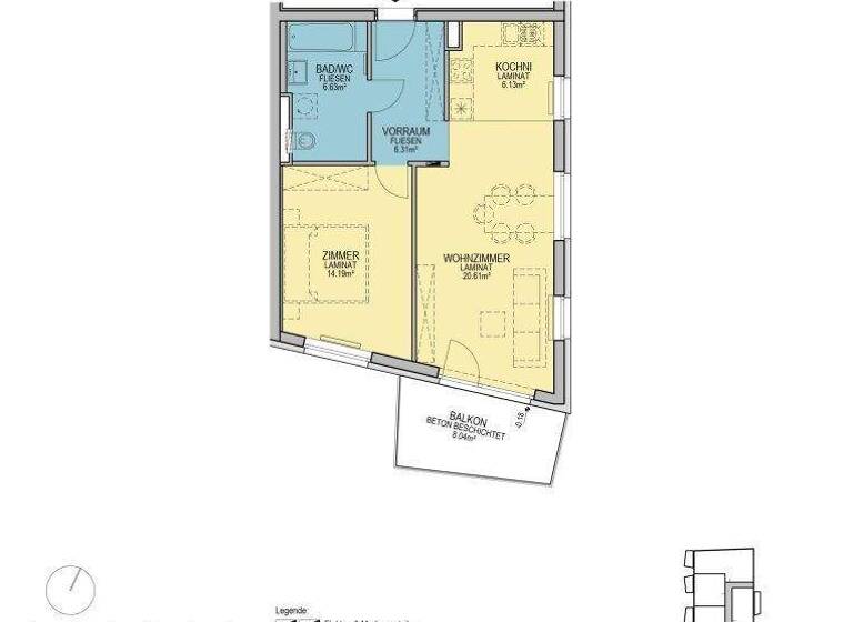 Wohnung zur Miete - Erstbezug 688 € 2 Zimmer 53,9 m² 3. Geschoss Stadionstraße Wiener Neustadt 2700