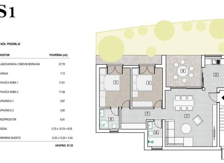 Wohnung zum Kauf 278.400 € 2 Zimmer 87 m² Primosten