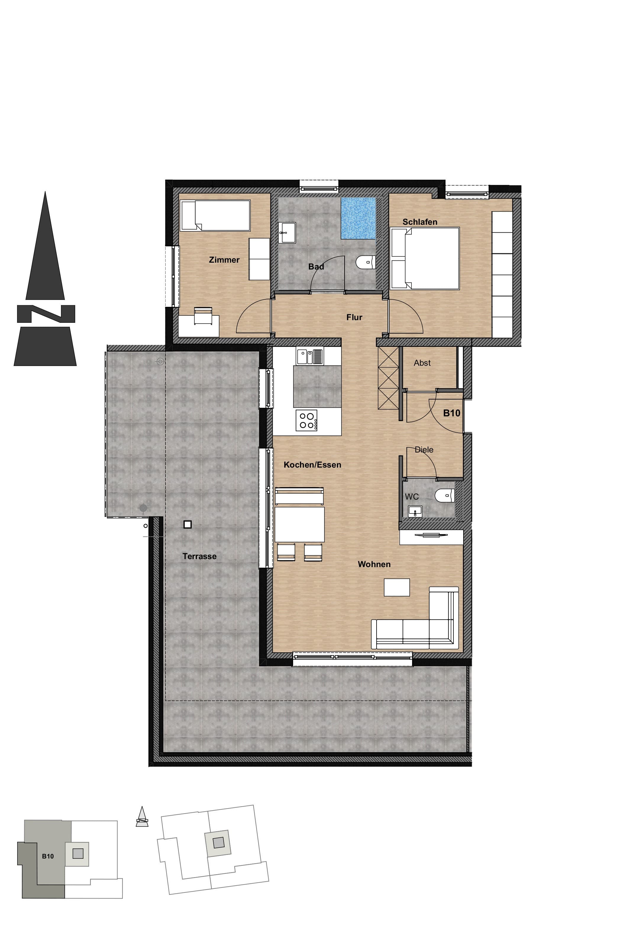 Penthouse zur Miete 1.390 € 3 Zimmer 99 m²<br/>Wohnfläche 3.<br/>Geschoss ab sofort<br/>Verfügbarkeit Bad Wimpfen Bad Wimpfen 74206