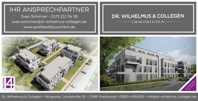 Wohnung zum Kauf - Neubau provisionsfrei als Kapitalanlage geeignet 1.095.500 € 4 Zimmer 155 m² An den Wurthen Nördliche Mühlenvorstadt Greifswald 17489