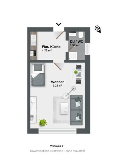 Wohnung zum Kauf 35.000 € 1 Zimmer 20,9 m² 3. Geschoss Treysa Schwalmstadt 34613