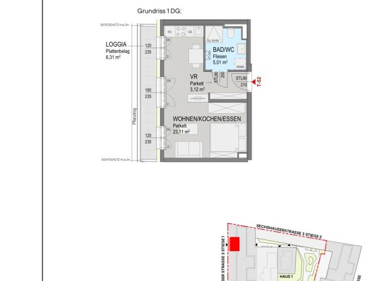 Studio zum Kauf - Erstbezug 299.000 € 1 Zimmer 31,2 m² 5. Geschoss Sechshauser Straße Wien 1150