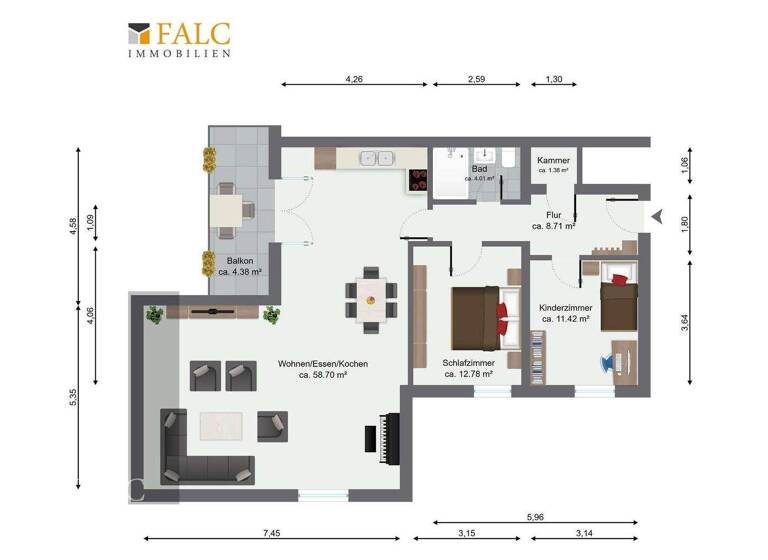 Wohnung zur Miete - Erstbezug 2.100 € 3 Zimmer 102,8 m² 1. Geschoss frei ab sofort Otterfing 83624