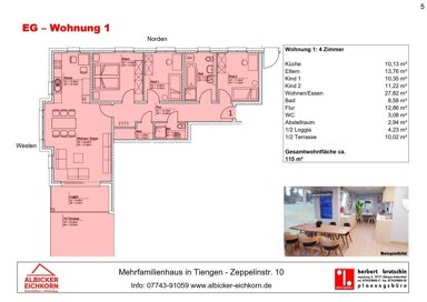 Wohnung zum Kauf provisionsfrei 494.500 € 4 Zimmer 115 m² 1. Geschoss Zeppelinstr. 10 Tiengen Waldshut-Tiengen 79761