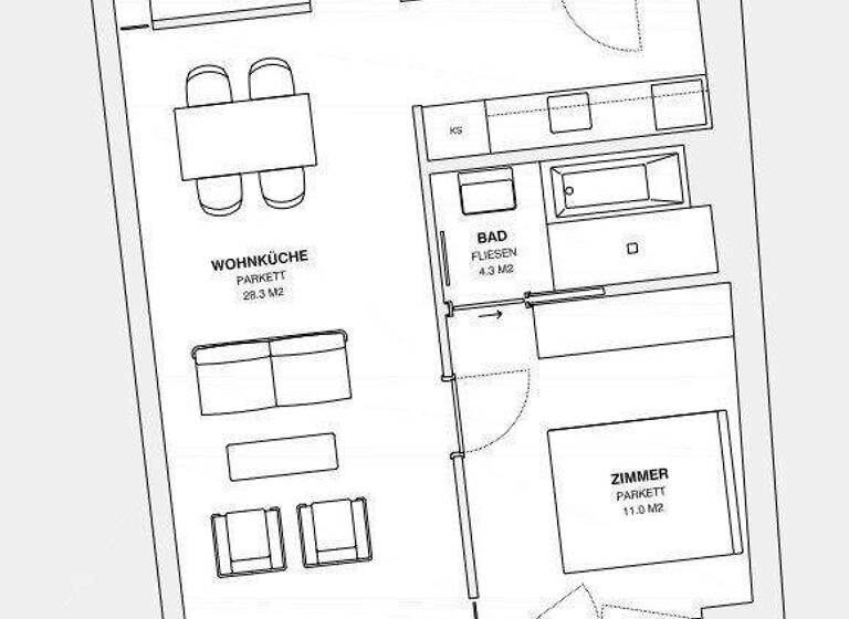 Wohnung zur Miete - Erstbezug 1.523 € 2 Zimmer 53,6 m² 3. Geschoss frei ab sofort Wien 1060